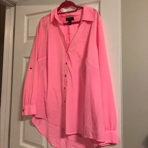 Neon pink button down