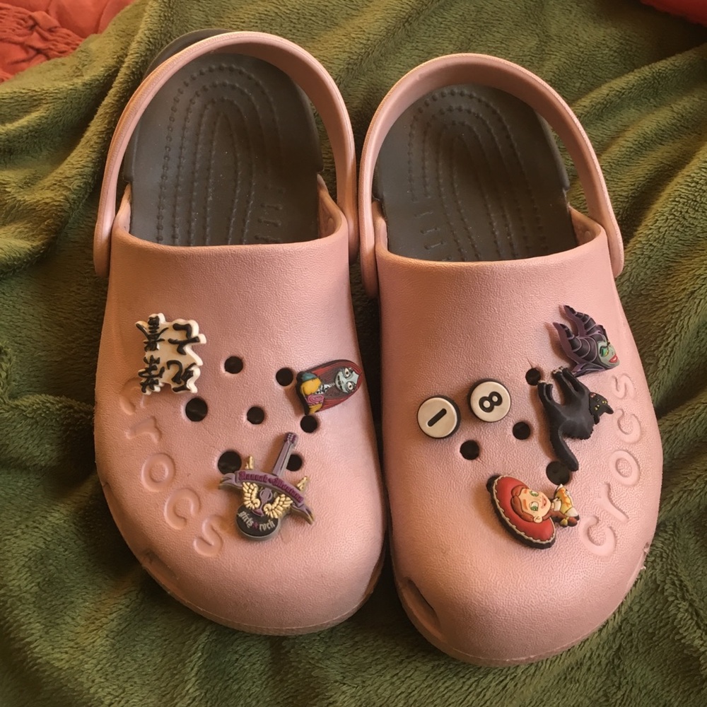 Kids Pink CROCS W/charms!!!