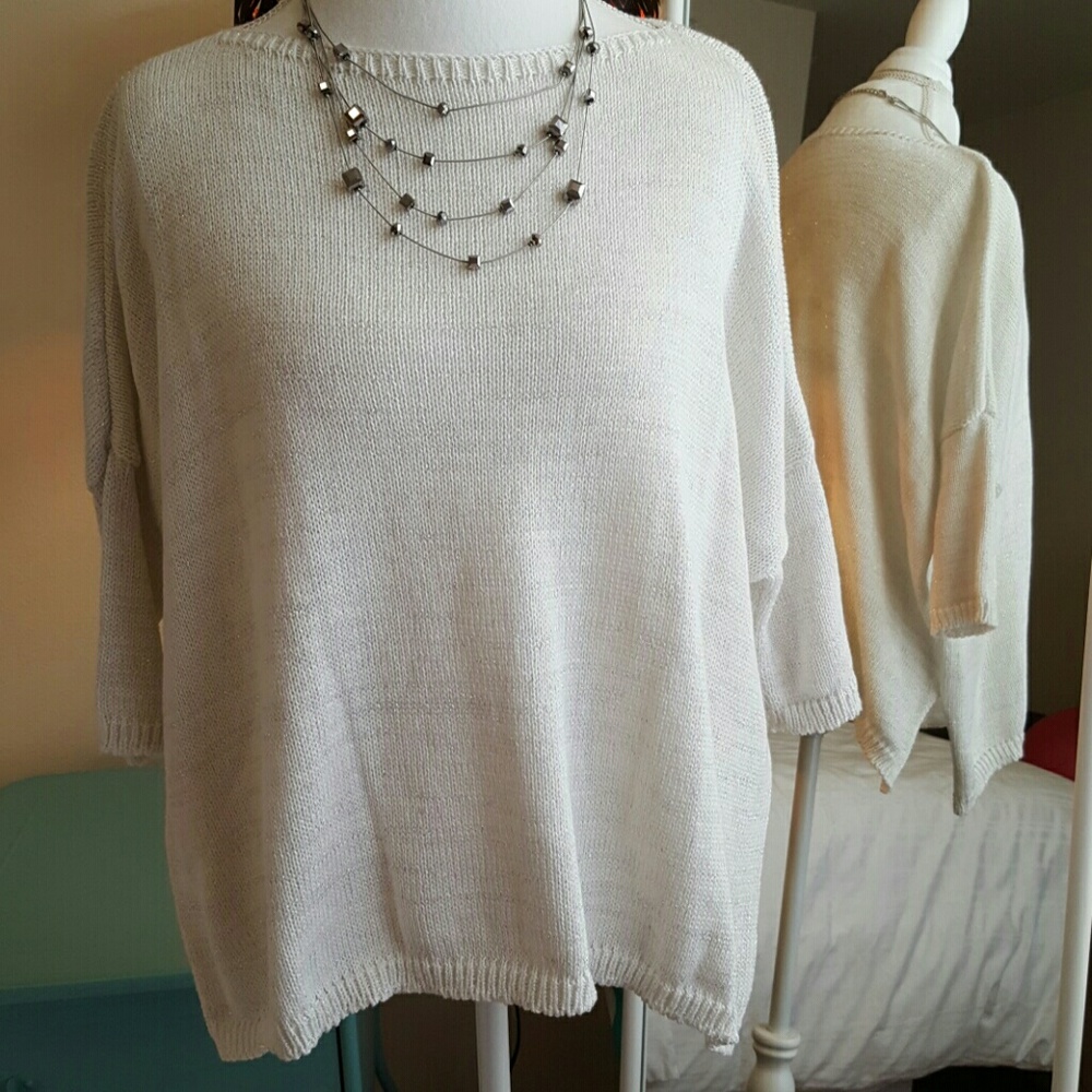 White-silver dolman sweater