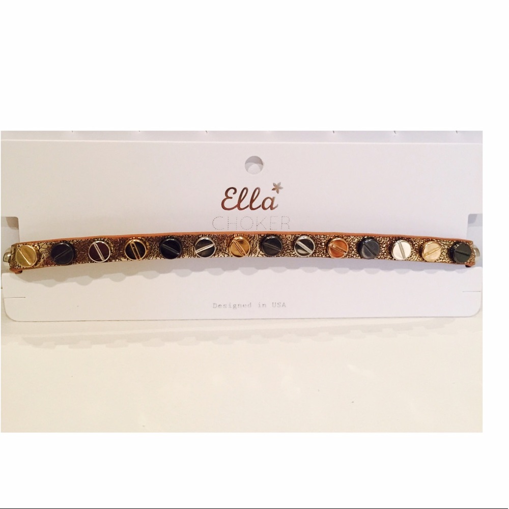 🎉HP🎉Glam Edgy Gold Mixed Metal Nail Head Choker - Picture 4 of 8
