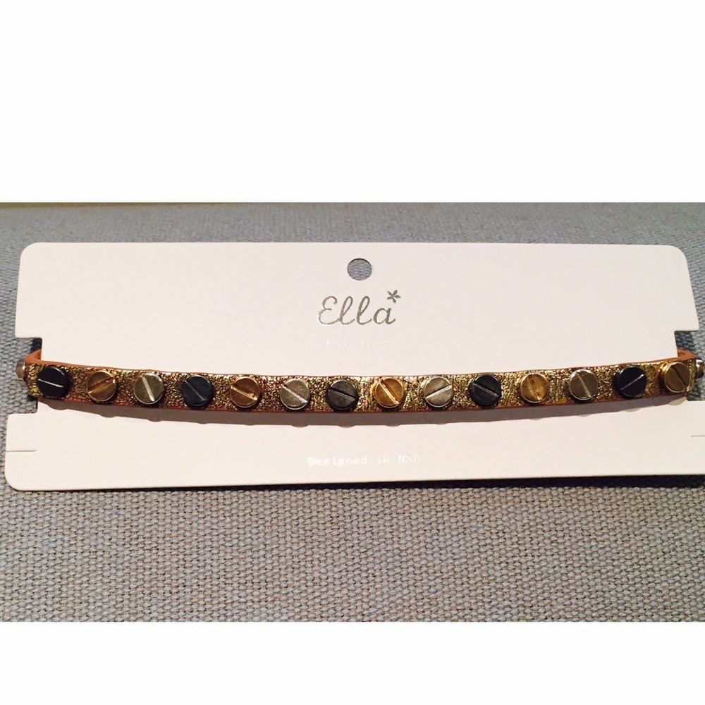 🎉HP🎉Glam Edgy Gold Mixed Metal Nail Head Choker - Picture 8 of 8