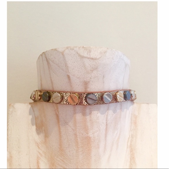 Jewelry - 🎉HP🎉Glam Edgy Gold Mixed Metal Nail Head Choker