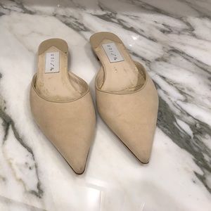 Suede cream mules