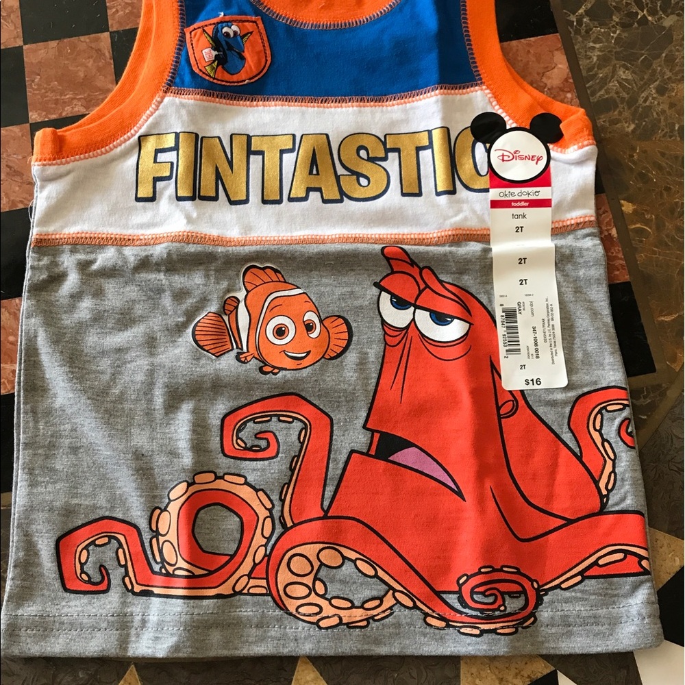 Disney Okie Dokie toddler Tank grey with orange