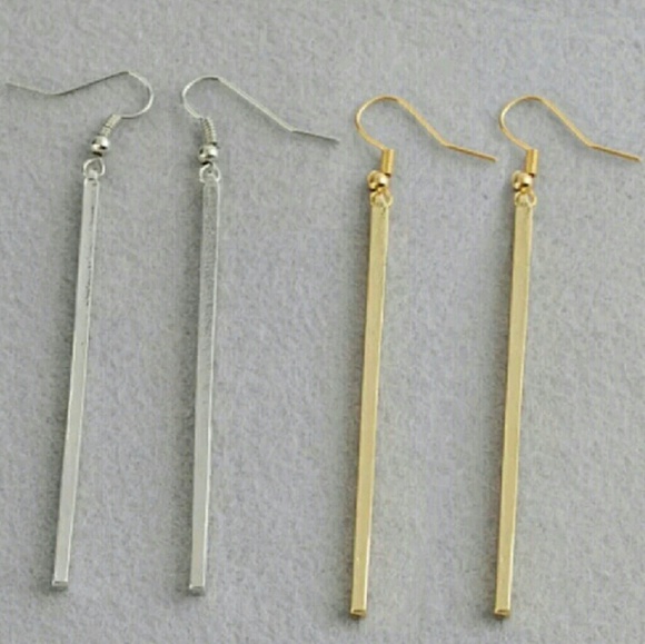 Vertical Drop Bar Dangle Earring - Silver 18k Gold PVD main image 1