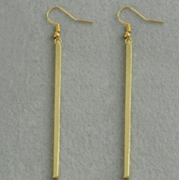 Vertical Drop Bar Dangle Earring - Silver 18k Gold PVD