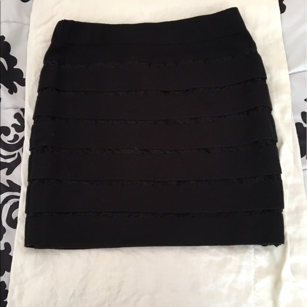 Ann Taylor: Lace Skirt with Solid Black Panels