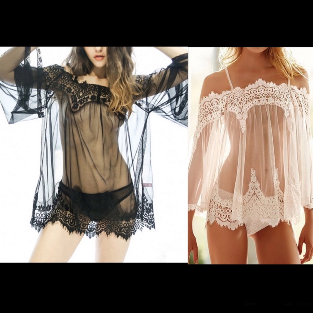 Hot lace long sleeve nightwear