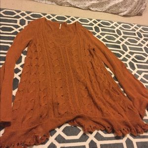free people long orange bell sleeve sweater