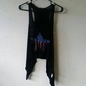 American Flag Star Flowy Destructed Tank