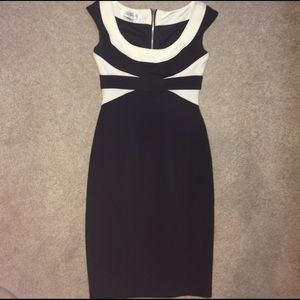 Maggy London Bodycon Wiggle Dress 4 Cream/Black