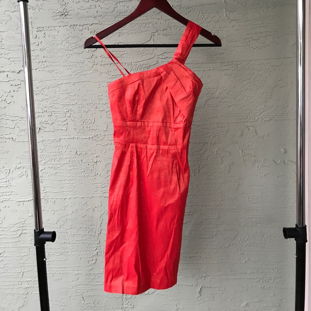 Coral Over the Shoulder Dress