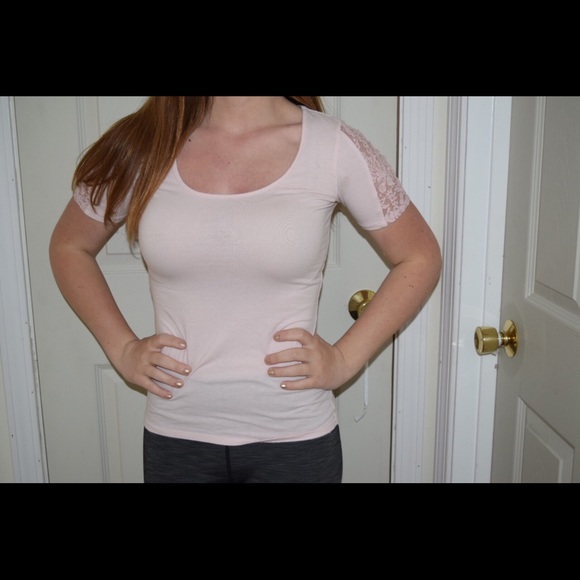 Baby Pink Lace Sleeved Tee - Picture 2 of 2