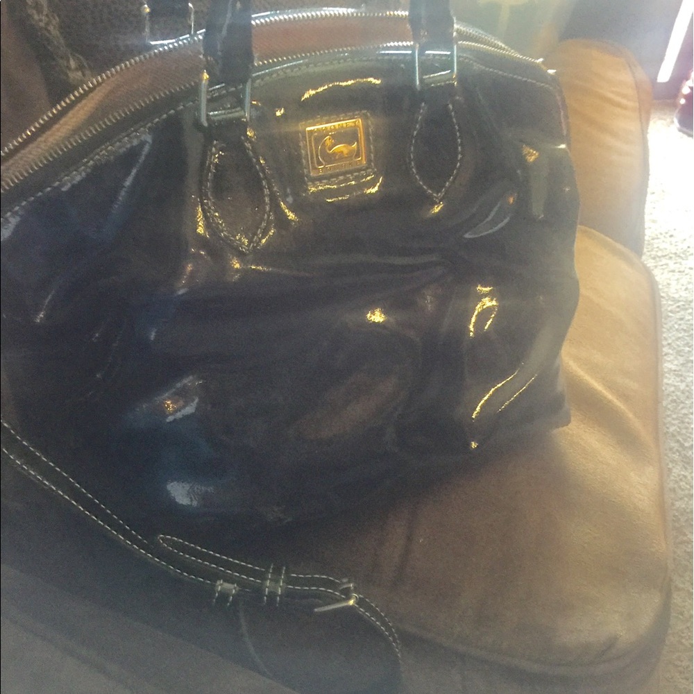 Dooney & Burke Black Patent satchel w/ long strap
