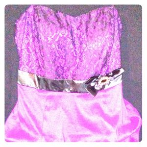 Torrid Magenta & Black Strapless Party/Prom dress