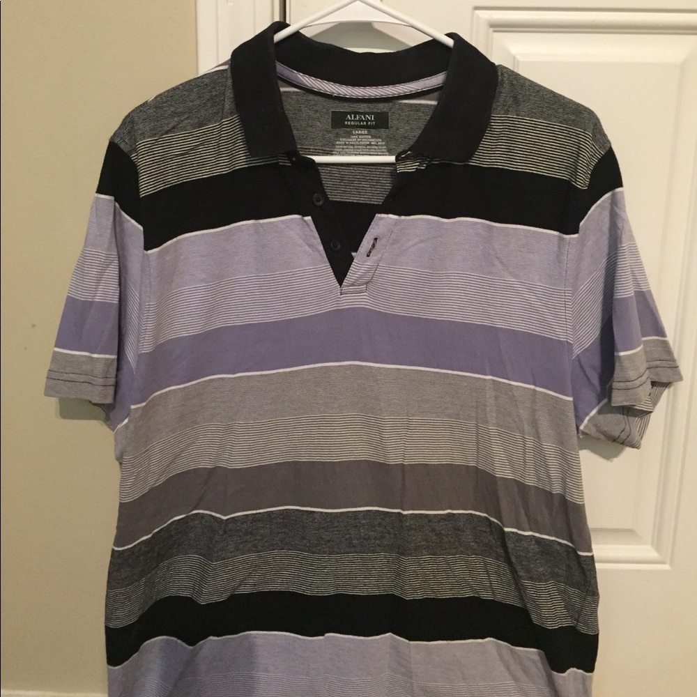 Black and Lavender Stripes Alfani Polo