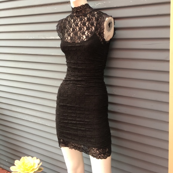 SOLD Black lace mini dress - Picture 2 of 6
