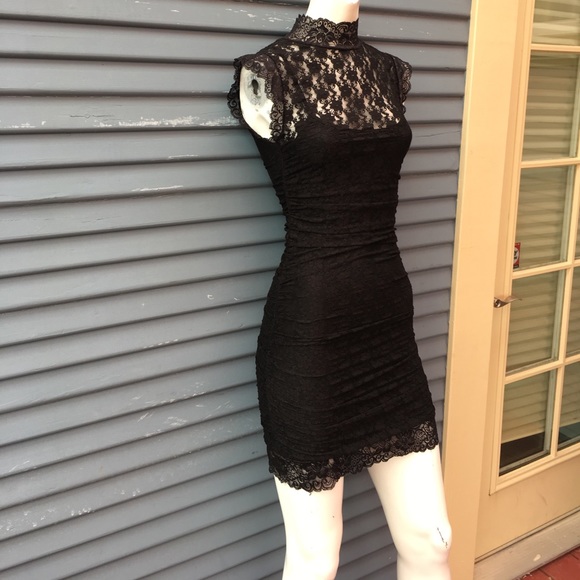 SOLD Black lace mini dress - Picture 3 of 6