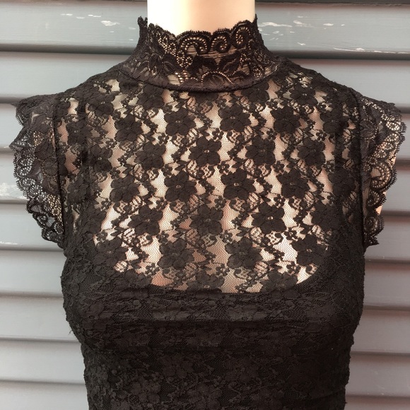 SOLD Black lace mini dress - Picture 4 of 6