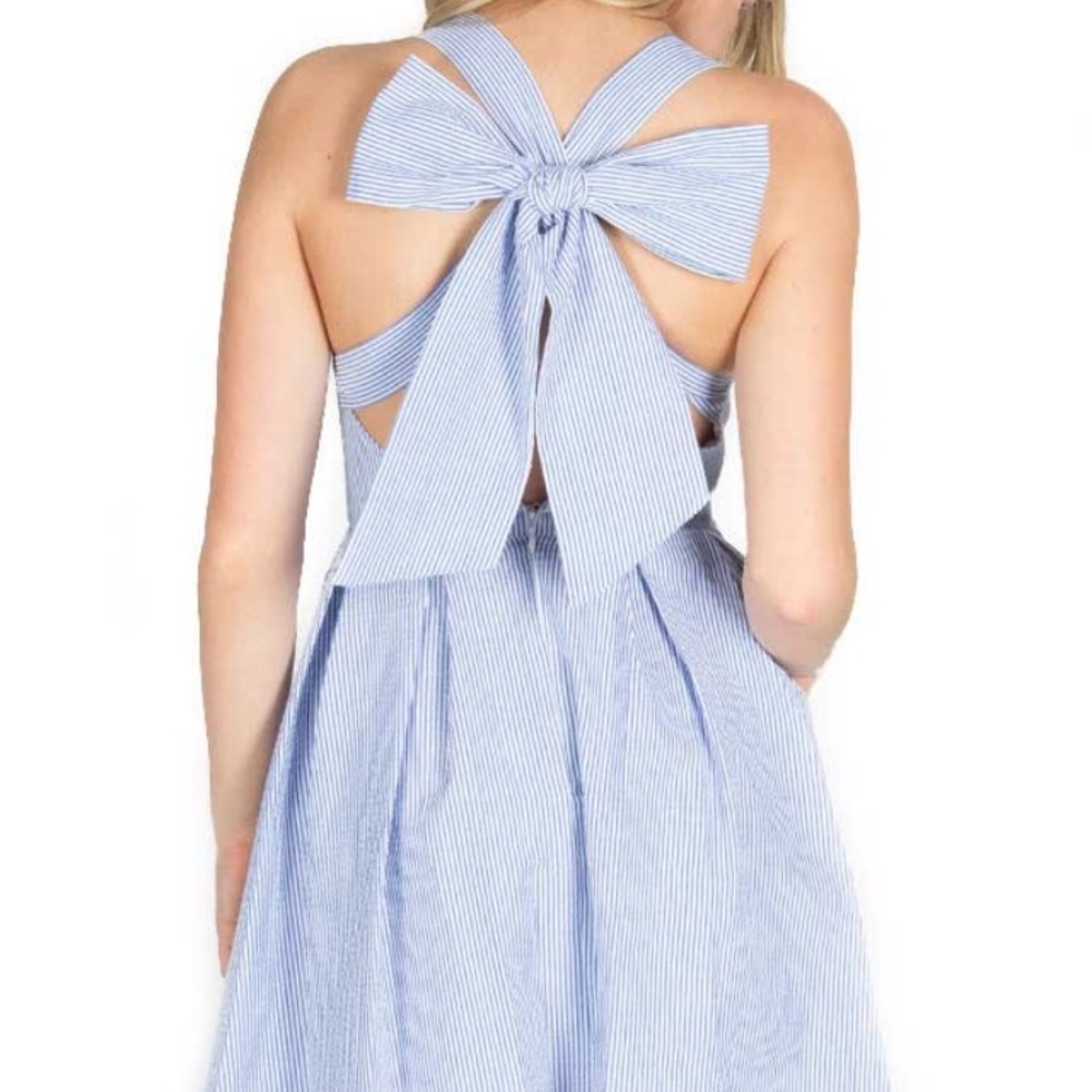 Lauren James Livingston dress NWT seersucker bow