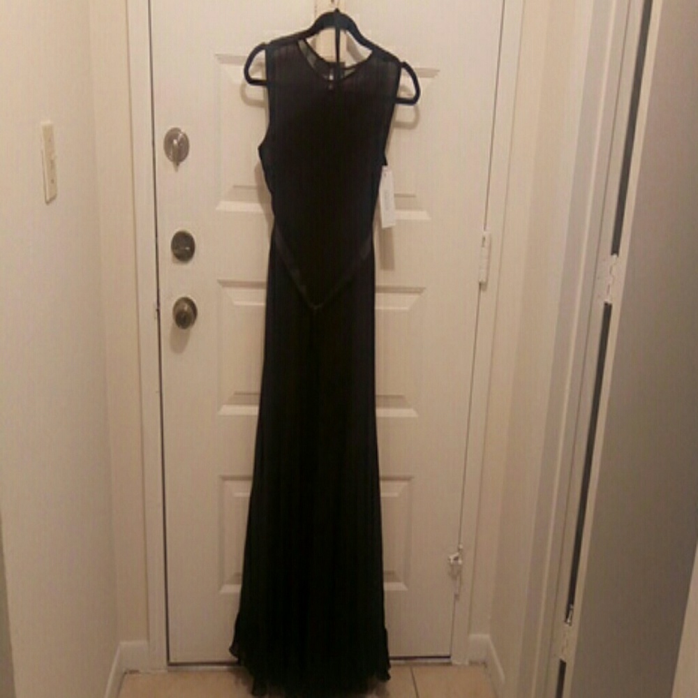 100% Silk, Black shear long  Teri Jon dress.