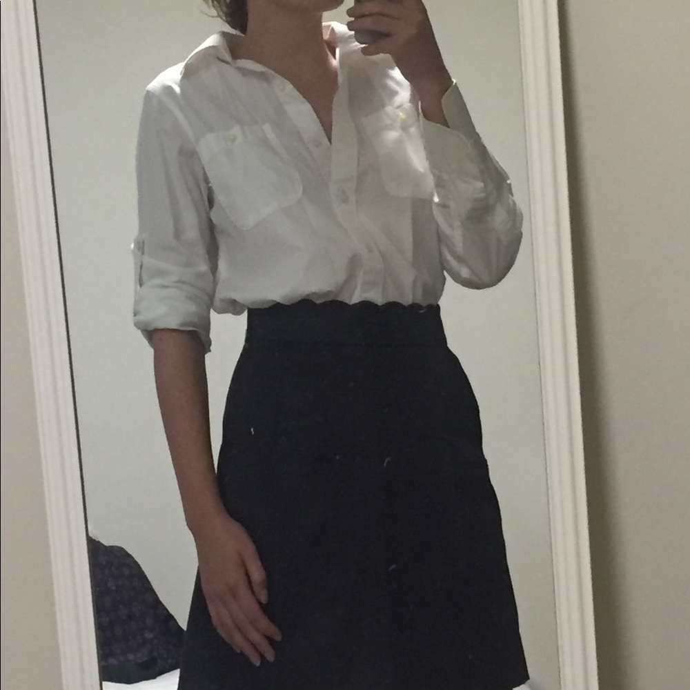 LRL white button down blouse