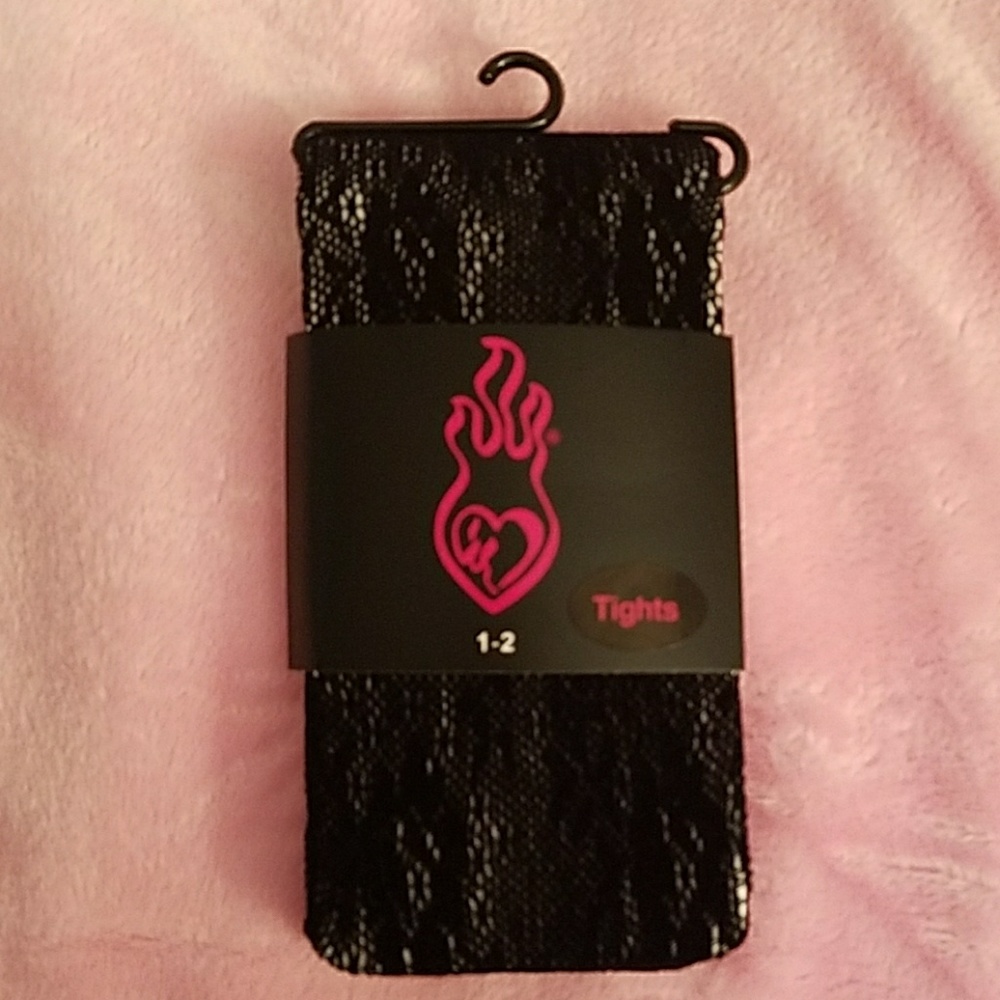 Torrid black floral vine tights 1 2 1x 2x fish net