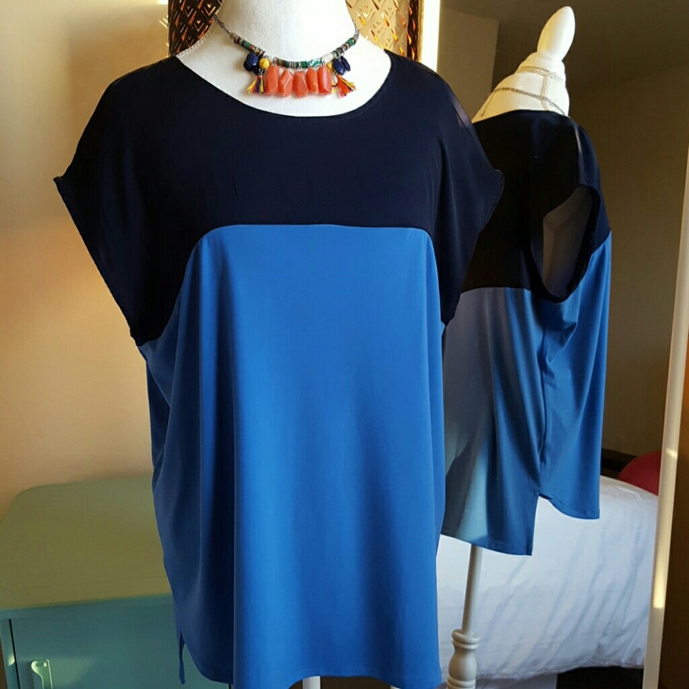 Ellen Tracy Color Block Top