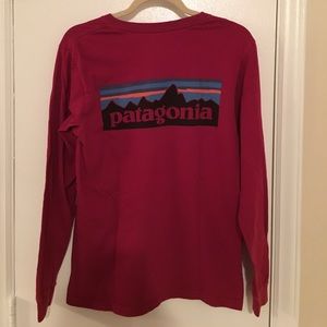 Men's Long sleeve Patagonia T-shirt red with logo