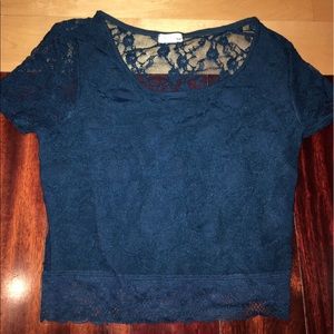 Teal lace crop top