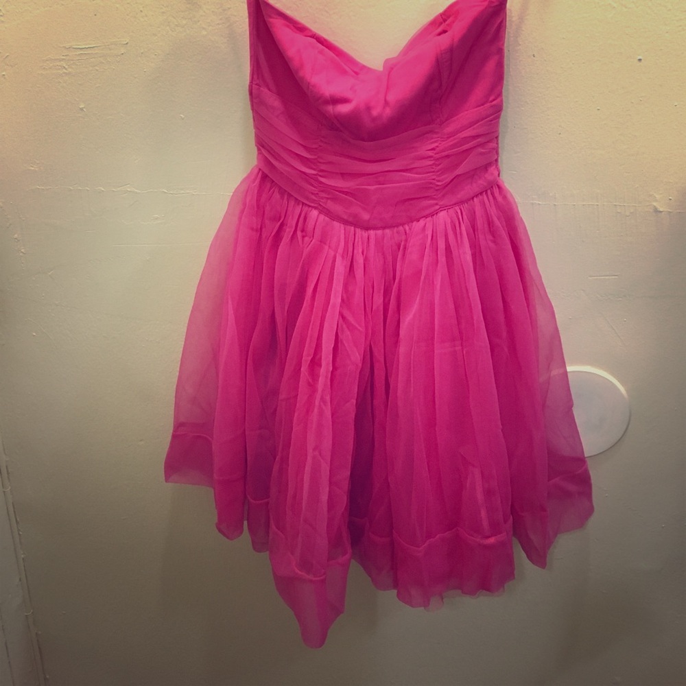 Pink strapless chiffon tutu dress