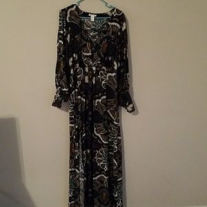 Long sleeve lace up maxi dress