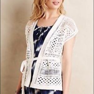 NWT Knitted and Knotted Belted Crochet Cardigan