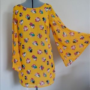 Sheer Flutter Sleeve Boho Shift Dress