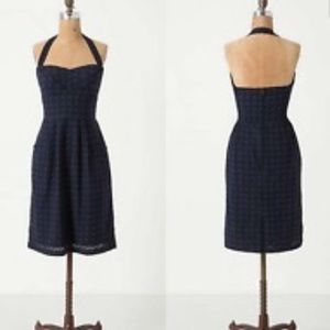 Girls from Savoy Navy Eyelet Branch Halter Sz 10