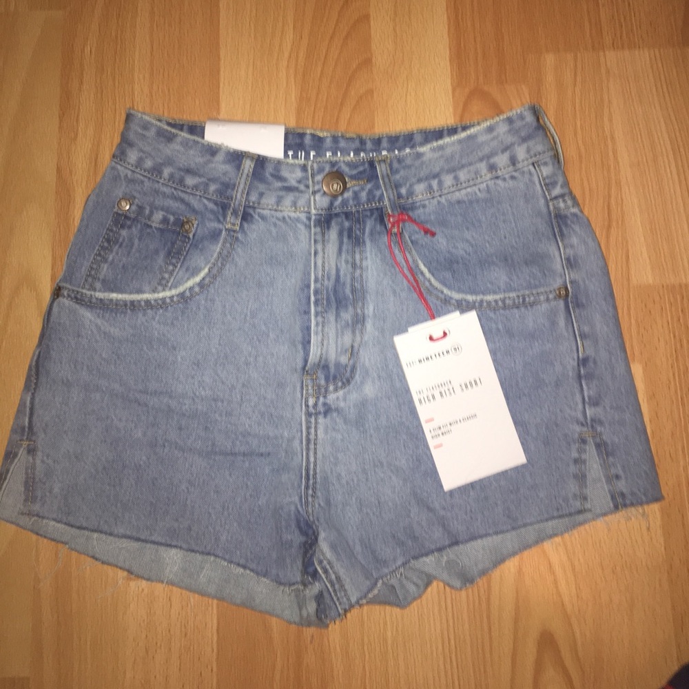 High Rise Light Denim Shorts