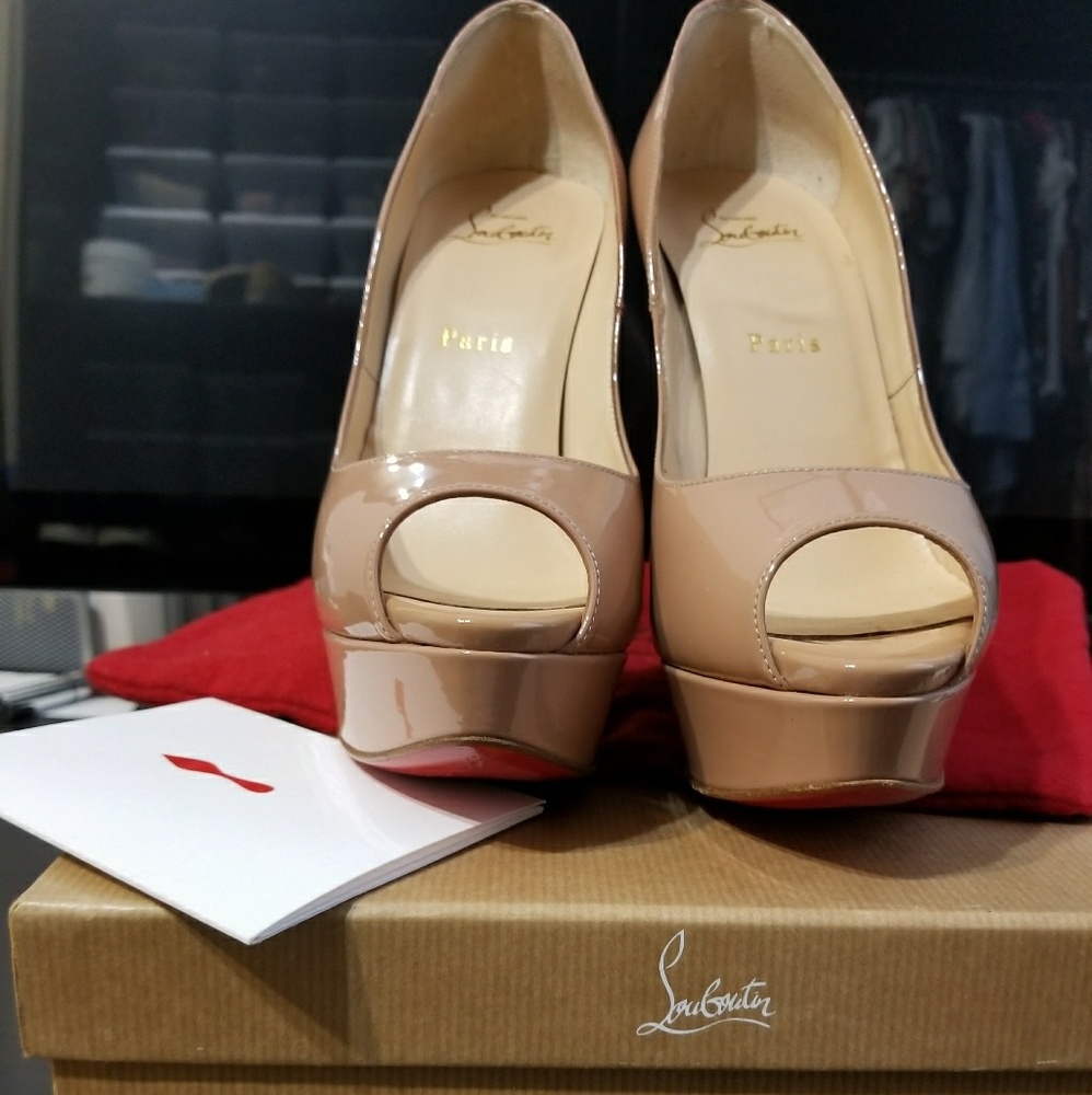 Christian Louboutin peep toe patent leather