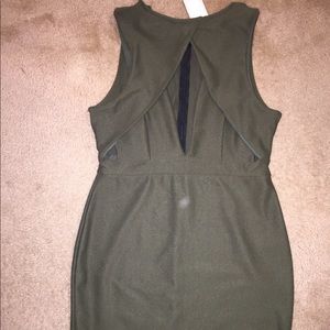 Olive green bodycon cut out dress