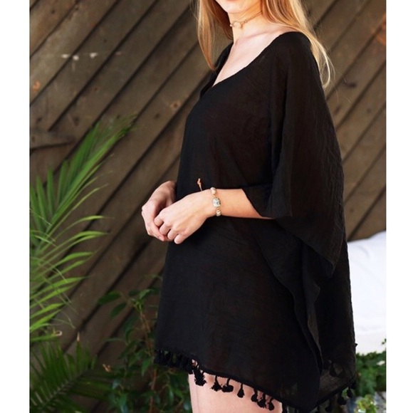 Black Lightweight V Neck Cover Up - Picture 3 of 3