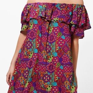 Dresses - Off the shoulder print dress Dresses - Off the shoulder print dress