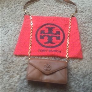 Brand new brown Tory Burch with gold chain strap