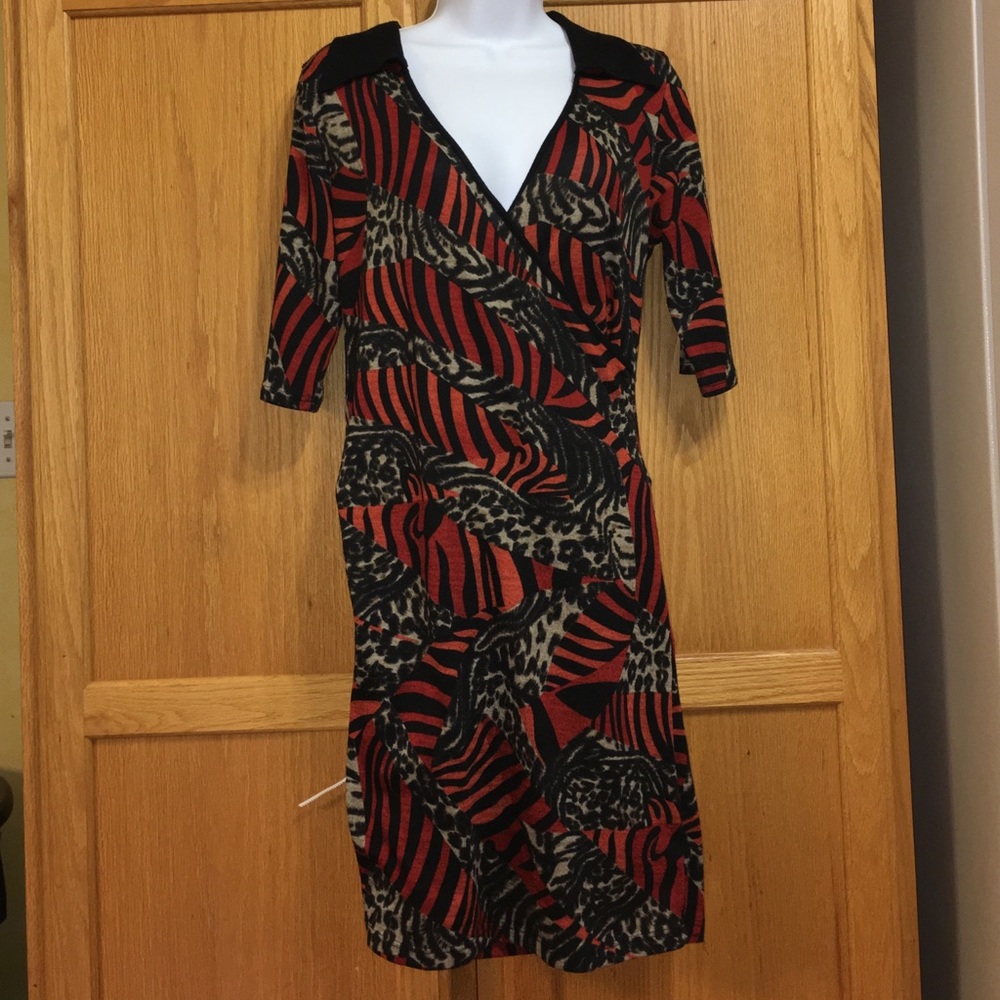 Leopard and Zebra print dress with collar
