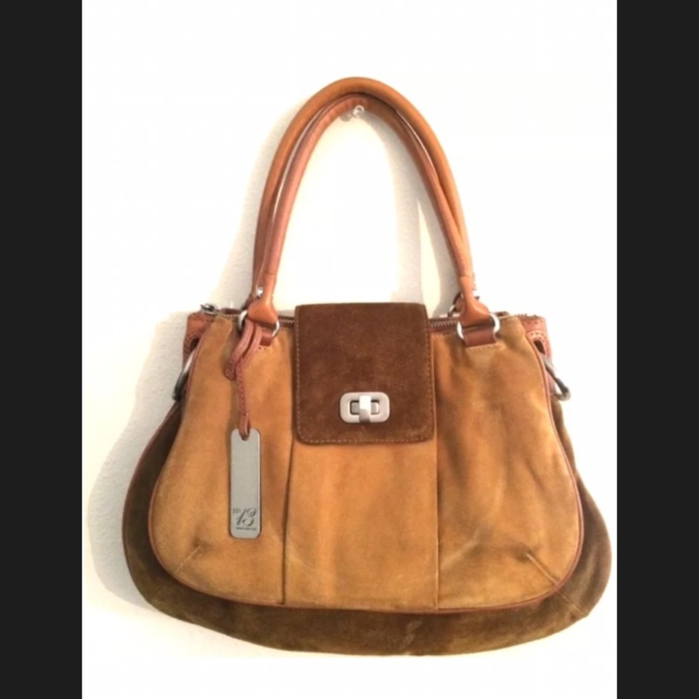 Botkier brown suede tan & camel leather handbag