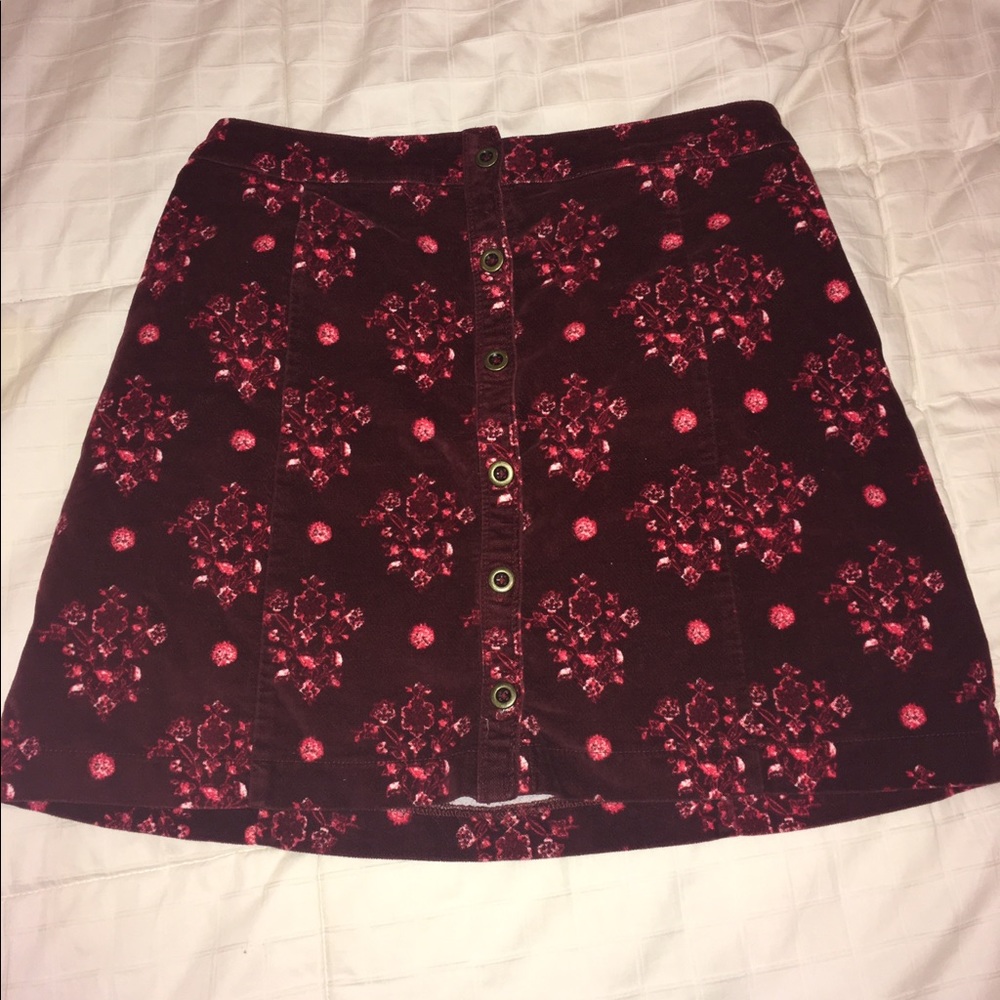 CORDUROY FLORAL SKIRT
