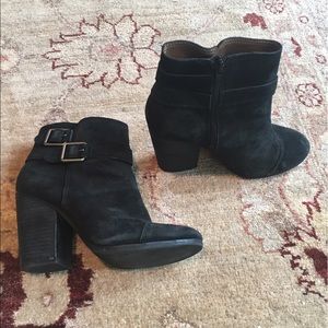 7.5 black suede Lucky Brand heeled boots.
