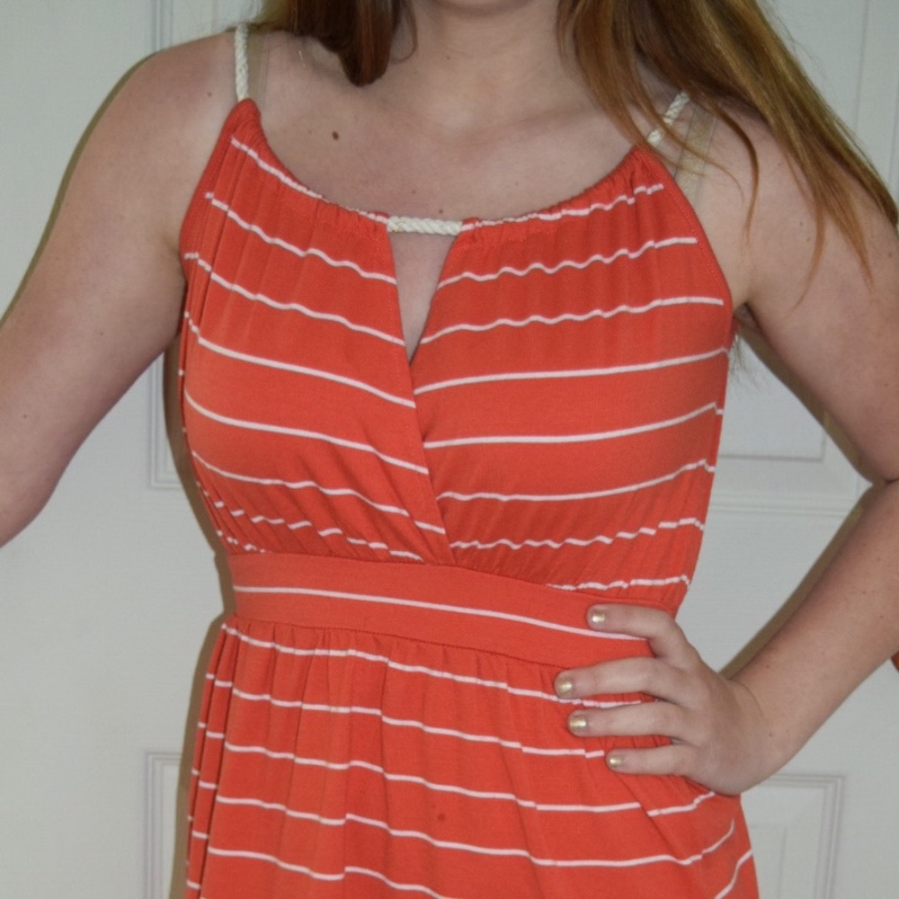Orange and White Striped Sundress