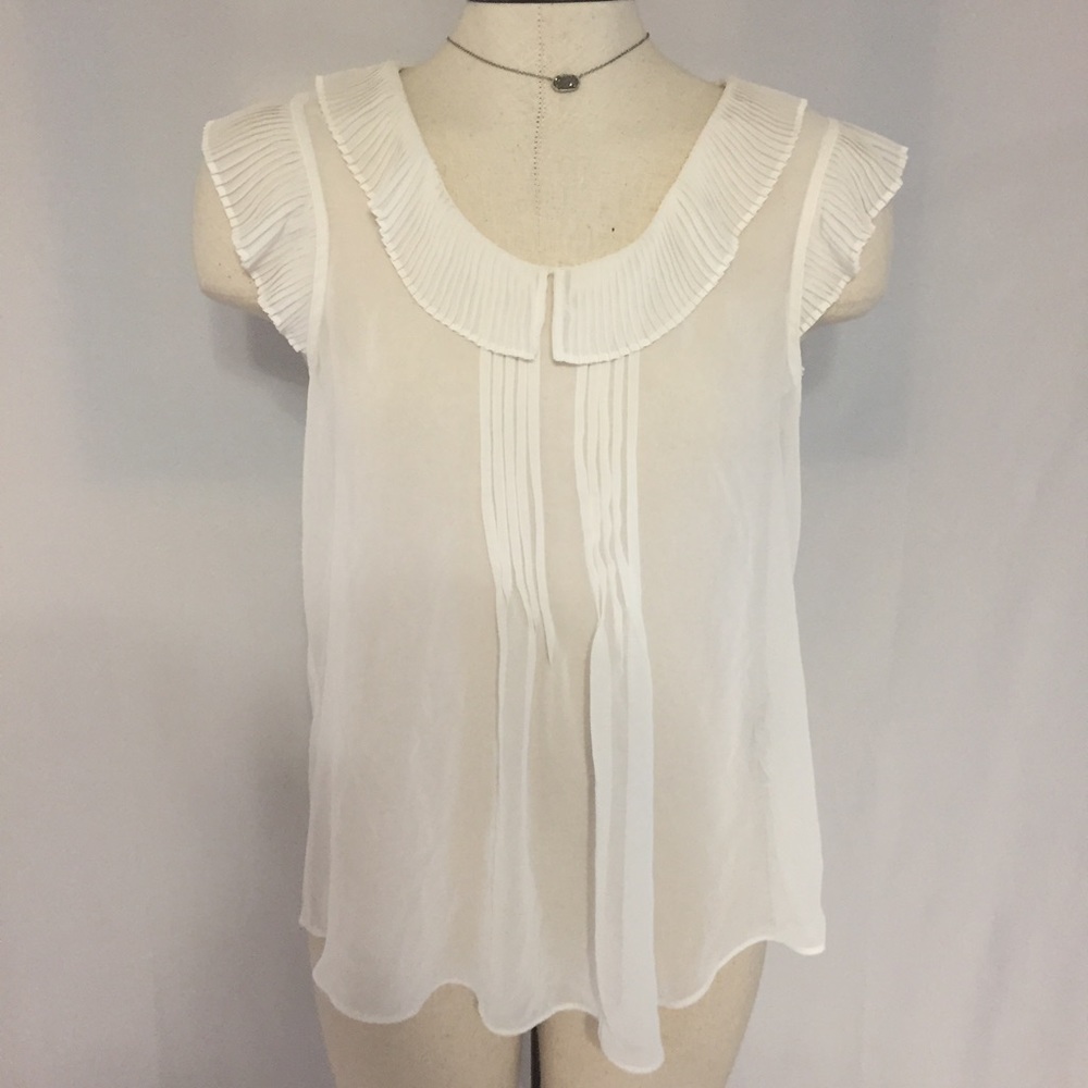 Forever 21 White Sheer Blouse Size Medium