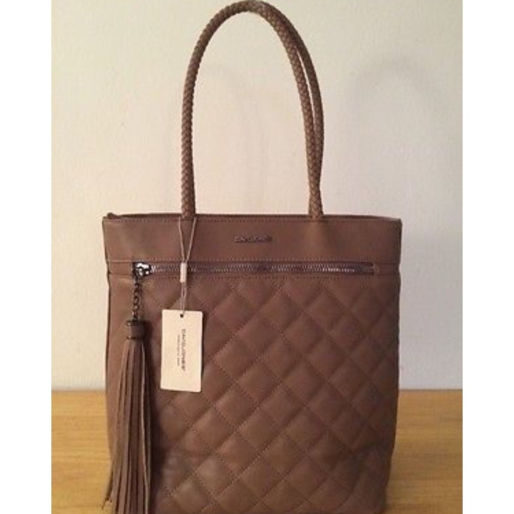 David Jones Dark Taupe large, quilted tote