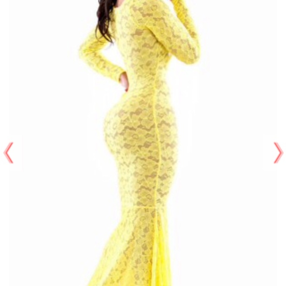 Yellow Lace Mermaid Formal Dress