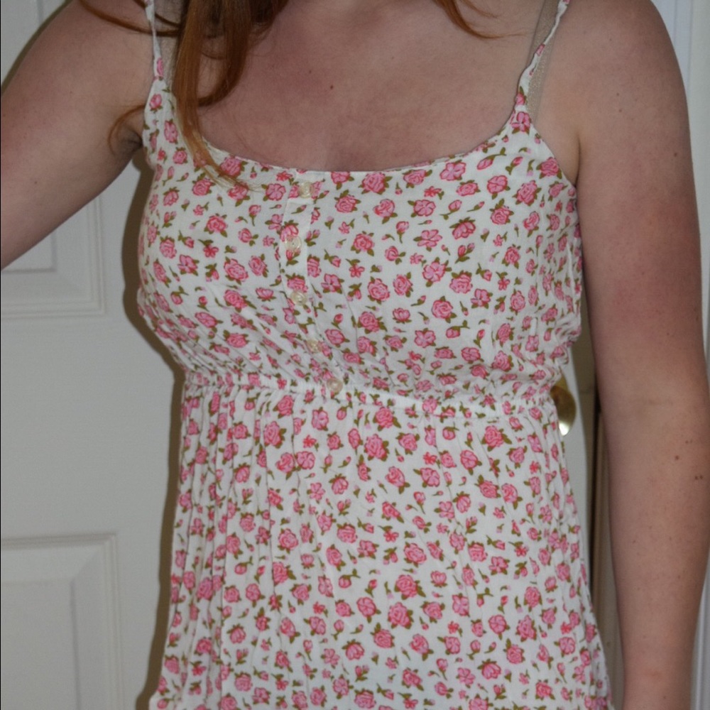 White floral mini dress